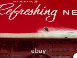 Outstanding Original 1950's Fishtail Coca Cola 6ft Porcelain Sled Sign