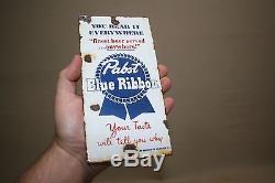 Pabst Blue Ribbon Beer Porcelain Door Push Sign General Store Soda Pop Coke Cola