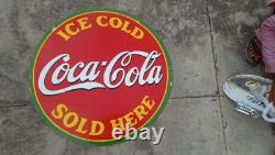PORCELAIN COCA-COLA ENAMEL SIGN 30x30 INCHES DOUBLE SIDED