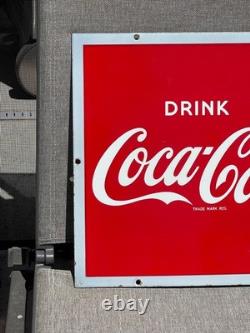 PORCELAIN DRINK COCA COLA -SOLD HERE ICE COLD 1950's 22x16 INCHES. ENGLAND