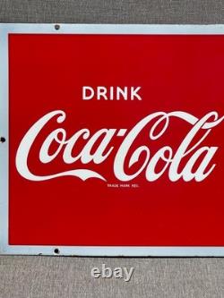 PORCELAIN DRINK COCA COLA -SOLD HERE ICE COLD 1950's 22x16 INCHES. ENGLAND