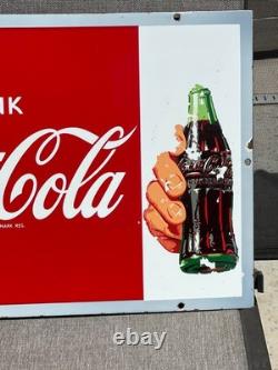 PORCELAIN DRINK COCA COLA -SOLD HERE ICE COLD 1950's 22x16 INCHES. ENGLAND