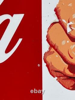 PORCELAIN DRINK COCA COLA -SOLD HERE ICE COLD 1950's 22x16 INCHES. ENGLAND