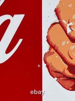 PORCELAIN DRINK COCA COLA -SOLD HERE ICE COLD 1950's 22x16 INCHES. ENGLAND