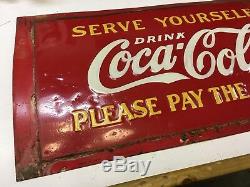 Pair Of 1933 Glascock Coca Cola Cooler Embossed Side Panels Sign Original