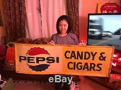 Pepsi Cola 1930s 4 Foot Sign Candy And Cigars From Old GAS Station
