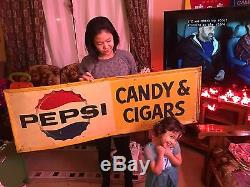 Pepsi Cola 1930s 4 Foot Sign Candy And Cigars From Old GAS Station