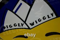 Piggly Wiggly Heavy Round Die Cut Steel Enamel Sign 20 Inches In Diameter