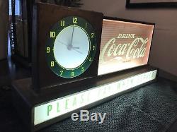 Please Pay When Served Vintage Coca Cola Light Up Sign-Clock/All Original