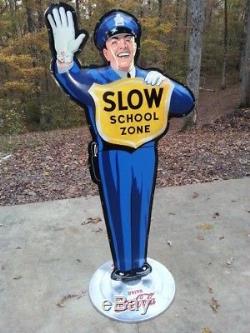 Policeman Sign Slow School Crossing Coca Cola