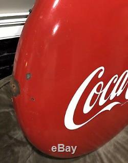 Porcelain 36 Round Coca Cola Button 36 Inch Vintage Soda Coke Sign Excellent