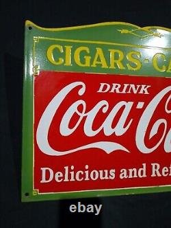 Porcelain Coca Cola Cigar Candy Enamel Metal Sign Size 60 Inches