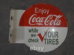 Porcelain Coca Cola Enamel Sign 18x18 Inches Double Sided With Flange