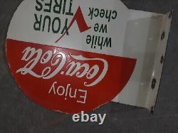 Porcelain Coca Cola Enamel Sign 18x18 Inches Double Sided With Flange