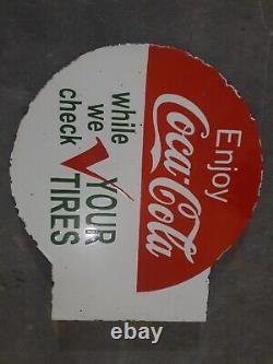 Porcelain Coca Cola Enamel Sign 18x18 Inches Double Sided With Flange