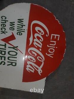 Porcelain Coca Cola Enamel Sign 18x18 Inches Double Sided With Flange
