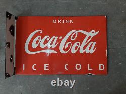 Porcelain Coca Cola Enamel Sign 24x16 Inches Double Sided