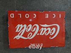 Porcelain Coca Cola Enamel Sign 24x16 Inches Double Sided