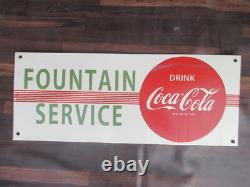 Porcelain Coca Cola Fountain Enamel Metal Sign Plate Size 25 x 10 Inches