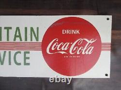Porcelain Coca Cola Fountain Enamel Metal Sign Plate Size 25 x 10 Inches