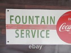 Porcelain Coca Cola Fountain Enamel Metal Sign Plate Size 25 x 10 Inches