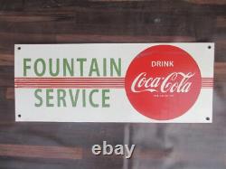 Porcelain Coca Cola Fountain Enamel Metal Sign Plate Size 25 x 10 Inches
