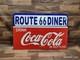 Porcelain Coca Cola Route 66 Enamel Metal Sign Plate Size 30 x 20 Inches