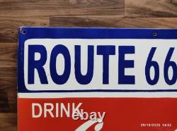 Porcelain Coca Cola Route 66 Enamel Metal Sign Plate Size 30 x 20 Inches
