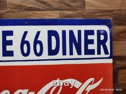 Porcelain Coca Cola Route 66 Enamel Metal Sign Plate Size 30 x 20 Inches