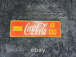 Porcelain Coca-cola Enamel Sign 12x4 Inches