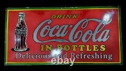 Porcelain Coca-cola Enamel Sign 42x20 Inches Double Sided