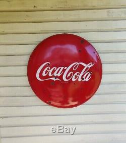 Porcelain Enamel 36 Round Coca Cola Button Sign