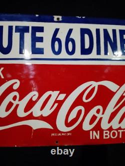 Porcelain Route 66 Coca Cola Enamel Metal Sign Size 30 x 20 Inches