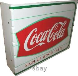 Porcelian Coca-cola Enamel Sign Size 13x11 Inches Double Sided With Flange