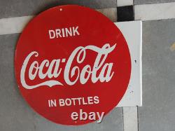Porcelian Coca-cola Enamel Sign Size 15x15 Inches Double Sided With Flange