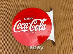 Porcelian Coca-cola Enamel Sign Size 18 Inches Double Sided Flange