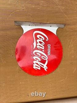 Porcelian Coca-cola Enamel Sign Size 18 Inches Double Sided Flange