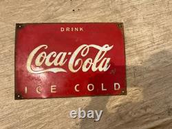 Porcelian Coca-cola Enamel Sign Size 24x16 Inches Double Sided