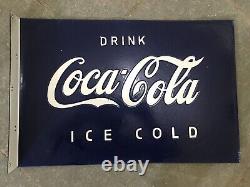 Porcelian Coca-cola Enamel Sign Size 24x16 Inches Double Sided With Flange