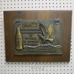 RARE 12 lbs Coca Cola bronze / 50 year bottling plant award plaque Piqua Ohio