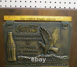 RARE 12 lbs Coca Cola bronze / 50 year bottling plant award plaque Piqua Ohio