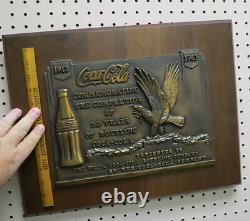 RARE 12 lbs Coca Cola bronze / 50 year bottling plant award plaque Piqua Ohio