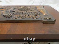 RARE 12 lbs Coca Cola bronze / 50 year bottling plant award plaque Piqua Ohio