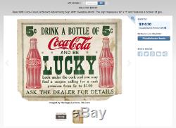 RARE 1916 Swastika COCA-COLA 11x14 Drink Bottle Coke & Be LUCKY Cardboard Sign