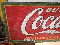 Rare 1930's Coca Cola Coke Large 58 X 20 Soda Pop Tin Sign No Reserve