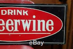 RARE 1930's Cheerwine Sign. 27.5in. 9.5in. Embossed. Tin tacker