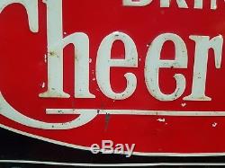 RARE 1930's Cheerwine Sign. 27.5in. 9.5in. Embossed. Tin tacker