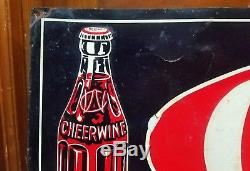 RARE 1930's Cheerwine Sign. 27.5in. 9.5in. Embossed. Tin tacker
