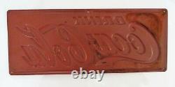 RARE 1930s -1940s EMBOSSED HEAVY METAL DRINK COCA COLA SIGN 13 X 6