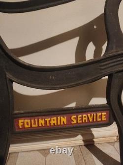 RARE 1930s Coca-Cola Fountain Service Cast Iron Bench Sign VTG Original